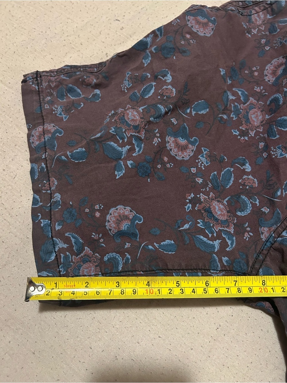 Michael Brandon Brown Floral Swim Shorts with Teal Accents - Picture 9 of 10